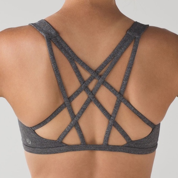 🍋 Lululemon Free To Be Tranquil Bra Heathered Black - Picture 2 of 7